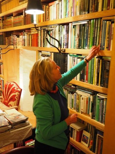 The joy of discovering my first book 'Icons of Garden Design' on the shelves of a French chateau