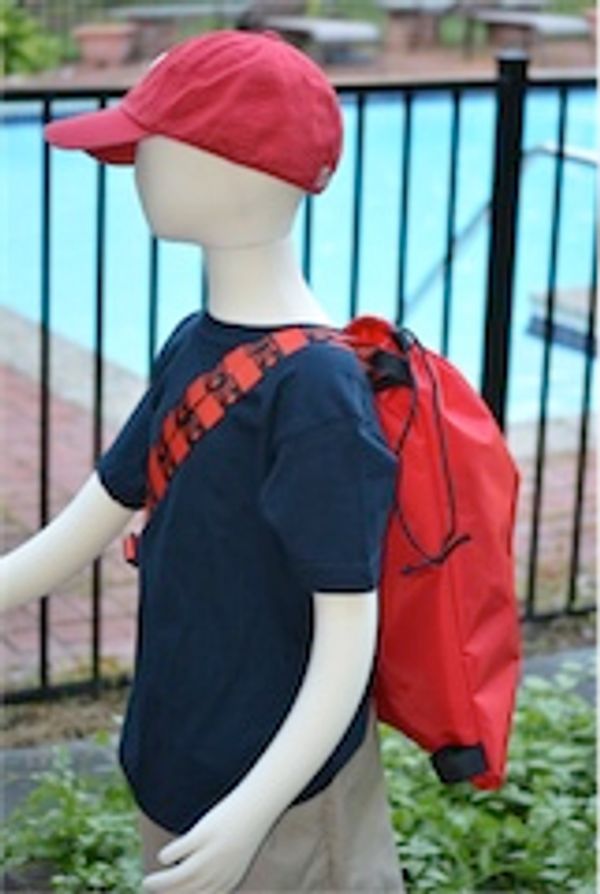 Red Drawstring Backpack with Two Way Shoulder Strap