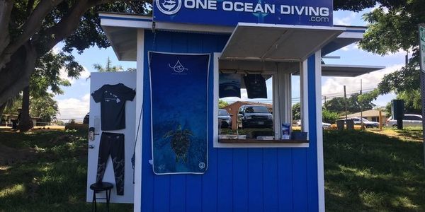 One Ocean Diving Kiosk, where to meet for you shark dive in Hawaii. One Ocean Diving Office. One Ocean Diving Kiosk. One Ocean Designs Store