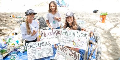 Ocean Ramsey and friends helping at a reef and beach clean up on the west side of Oahu.