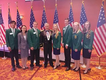 Oklahoma 4-H Club Ambassadors attending an Oklahoma Military Hall of Fame Banquet in Norman.