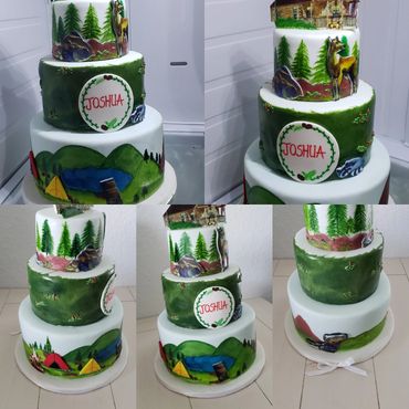 Chocolate and Nutella cake.
Camping Cakes. Outdoor Birthday Cakes, Hand Painted Cakes,Edible Print