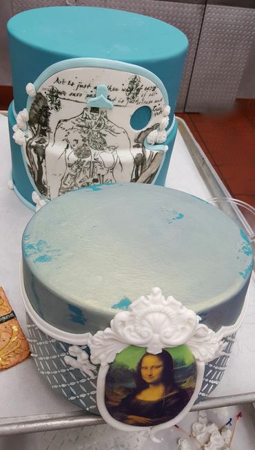 Leonardo Da Vinci Art Cake. Vintage Custom Cake, Ricoco Custom Cake