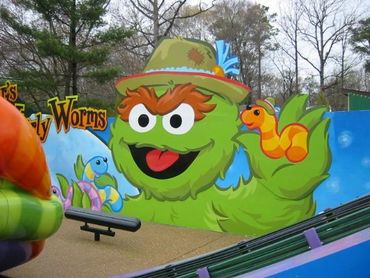 Oscar the Grouch mural painted for Forest of Fun, Busch Gardens Williamsburg