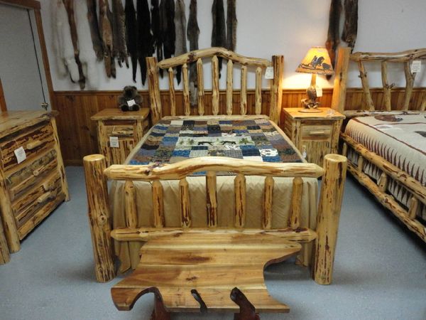 Queen Bed. Northern Red Pine with Hand Peeled Arch.