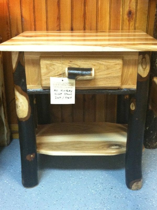 All Hickory Nightstand with One Drawer.