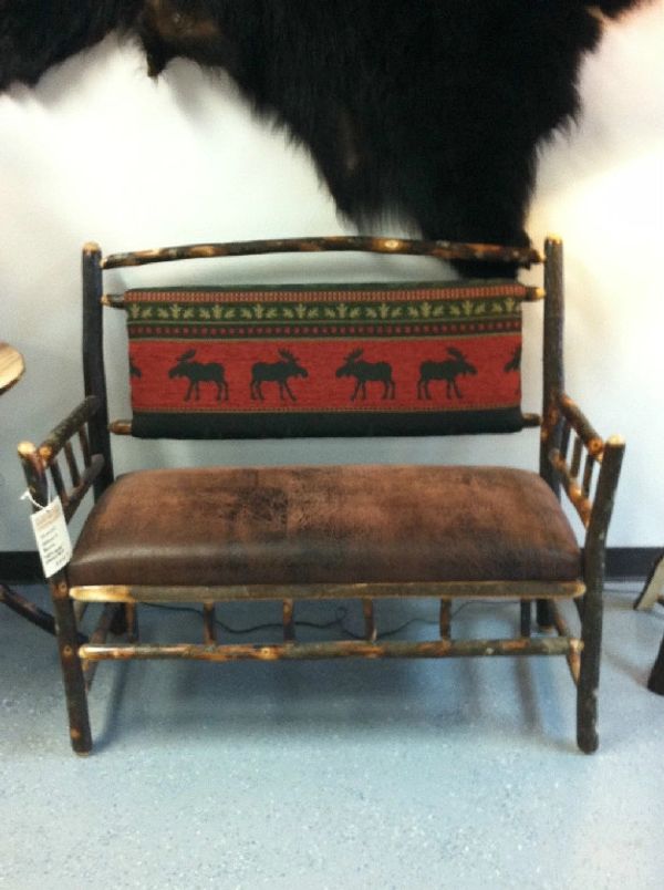 Hickory Upholstered Bench.