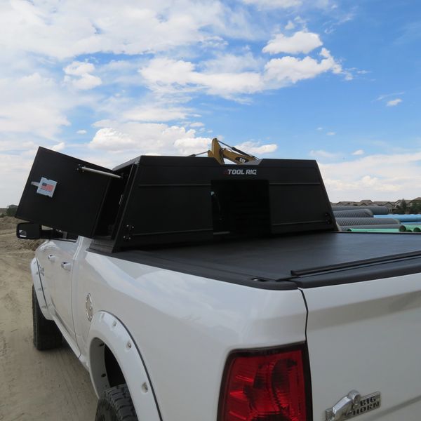 Pickup truck toolbox with side access doors