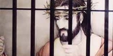 Jesus behind bars.  Kairos Prison Ministry, Spruce Pine, NC.  Avery Mitchell CI