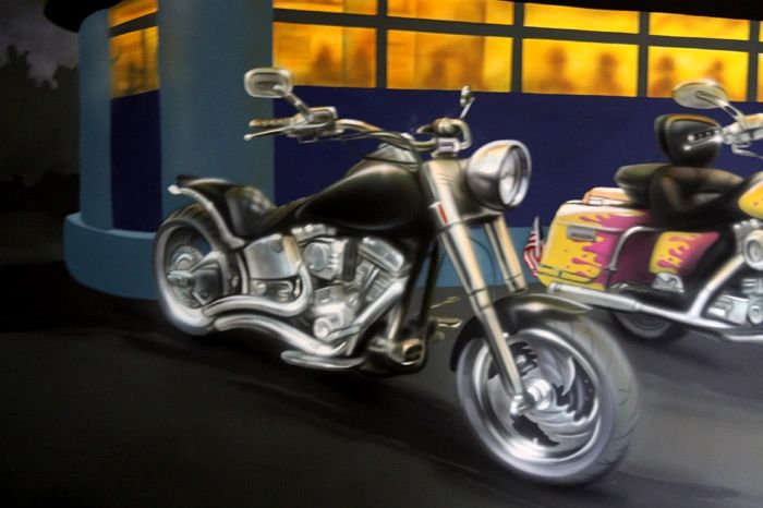 Airbrushed Harley Davidson wall mural