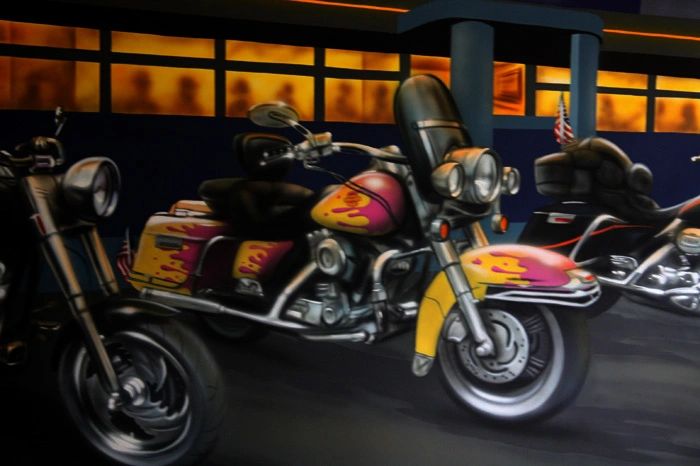 Wall mural in a games room