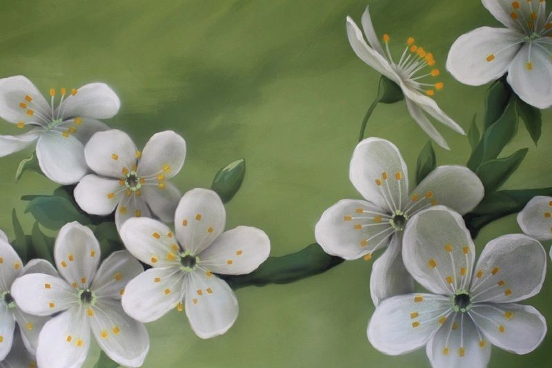 Painted blossom mural