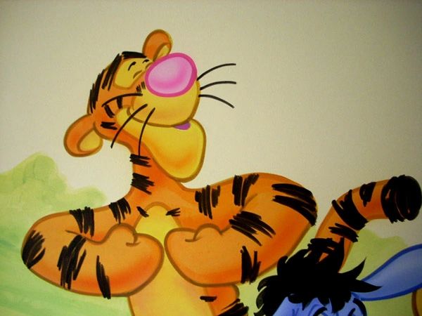 Tigger mural in a girls nursery