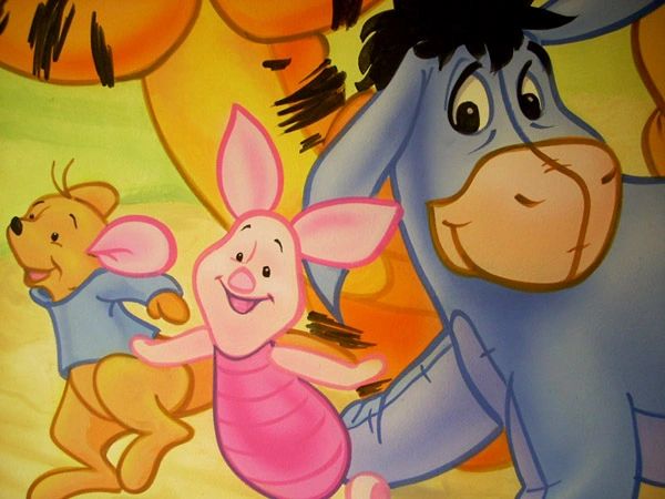 Ee Aw and Piglet painted in a girl's room.