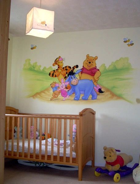 Winnie the Pooh and friends painted wall art
