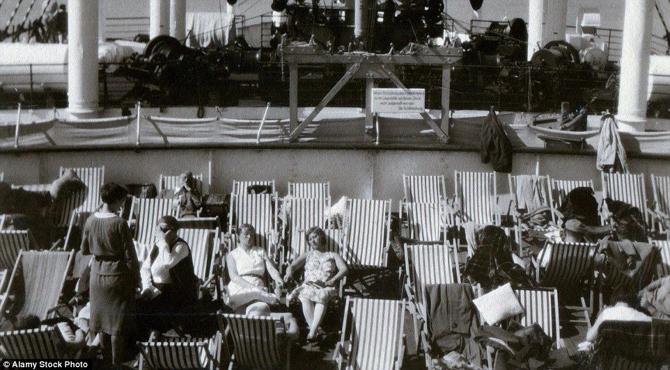 Cruise passengers relaxing on the the deck of a ship believed to be the Monte Rosa.