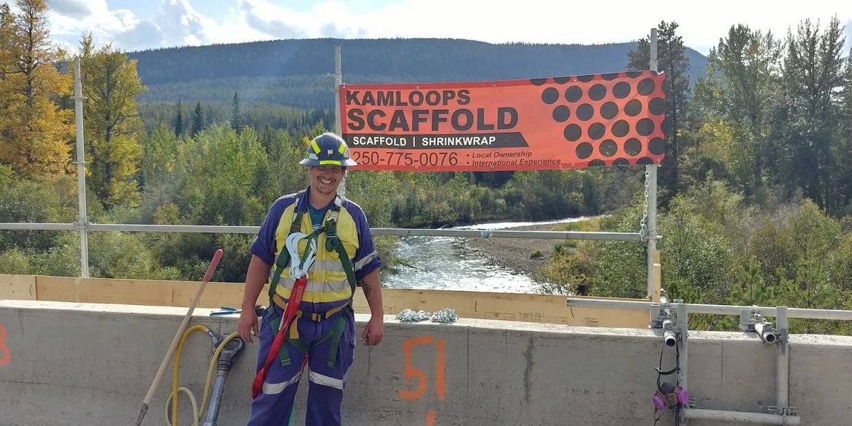 Kamloops Scaffold doing bridgework, Tumbler Ridge British Columbia.