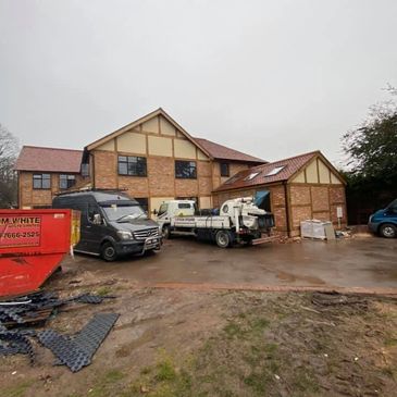 our Concrete line pump outside a job in Stratford Upon Avon