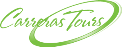 Carreras Tours logo. Written in green with a circle around Tours.