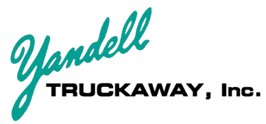 Yandell Truckaway logo. Yandell is written in teal script with Truckaway, Inc in black block print.