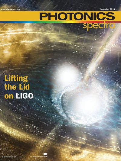 Nov. 2018 Magazine Cover of Photonics Spectra, Lifting the Lid on LIGO by Valerie C. Coffey