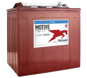Trojan GC2 T-105Plus 6V 225Ah Flooded Deep-Cycle Battery. Perfect for Floor Machines and Golf Carts.