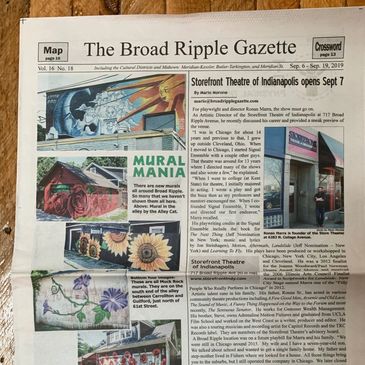 Broad Ripple Gazette's front page featuring the #broadripplefloweralley