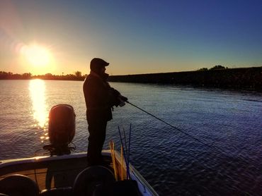 Early morning Columbia River Bassmasters fishing near Boardman, Oregon on the Columbia River.