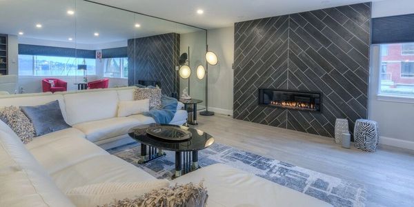 Living Room and Tile Fireplace