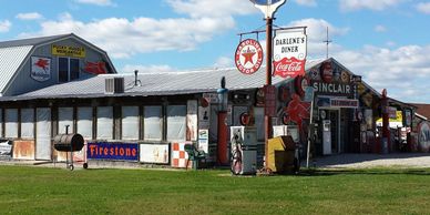 Gasoline Alley. Bobs garage, Route 66 Museum with collectables and 66 memorabilia  in Cuba, Missouri on Historic Route 66.