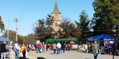 Town square at a route 66 festival - Cuba Fest in Cuba Missouri.