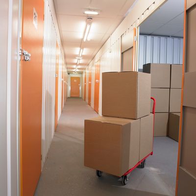Boxes in a self storage room