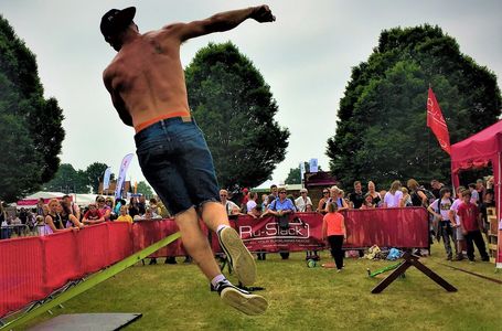 A trickline performance at the Suffolk county show