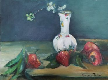 Strawberry and Vase
Oil on Board
10"×8"
$120.00 framed in floating frame