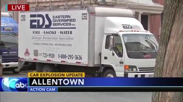 EDS truck in Allentown after bomb explodes and destroys homes and businesses.