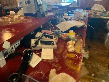 Food products damaged from restaurant being vandalized and EDS providing cleaning of vandalism
