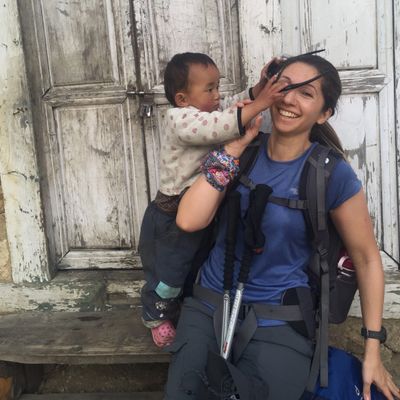 Racha Mourtada with Nepalese child