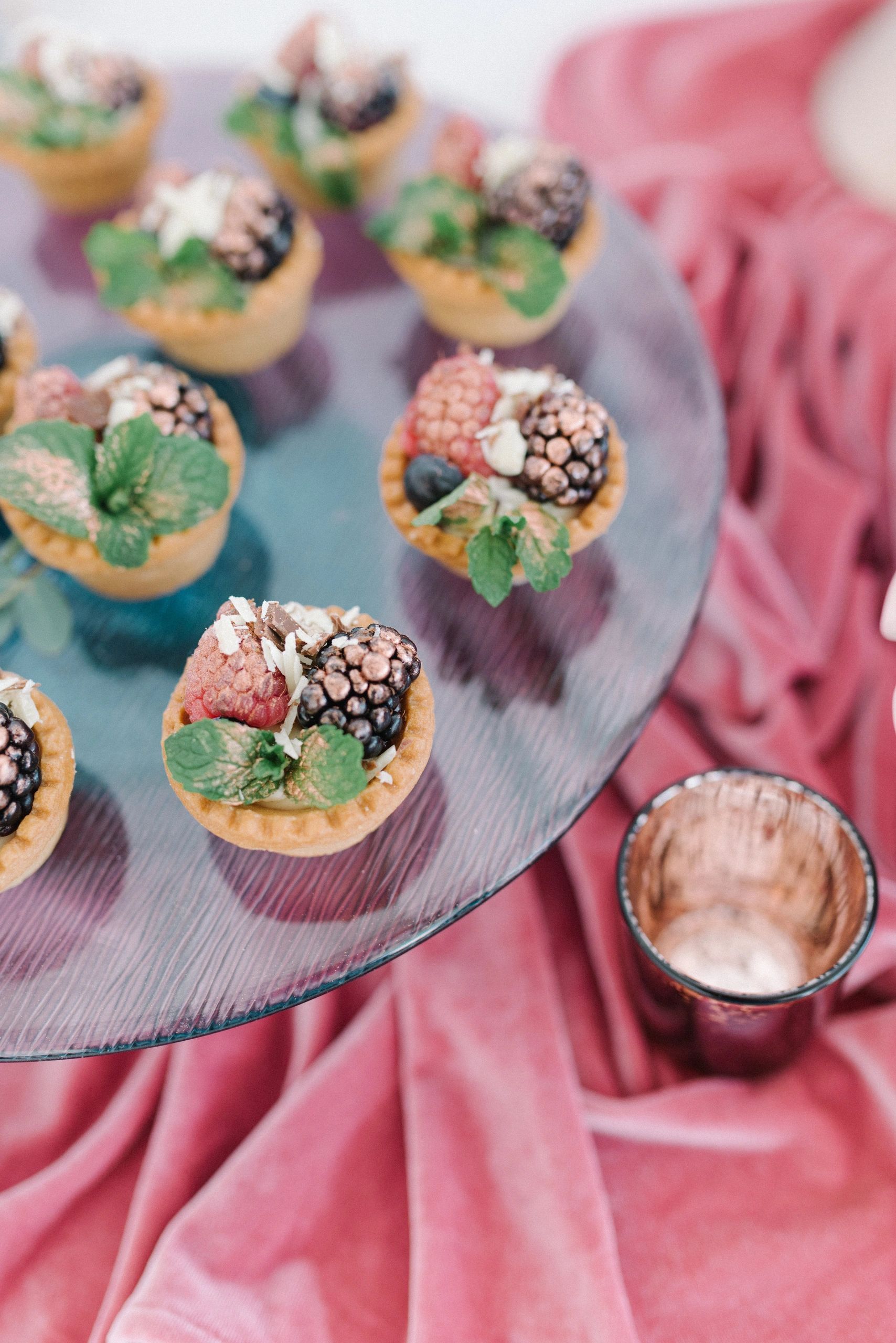 Photo by Chelsea Lavere of Tidewater and Tulle,
Fruit tarts Wedding Cake by Kadi Bakes,
Cake Bakery