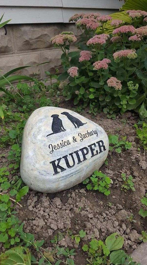 Engraved river rock wedding gift.