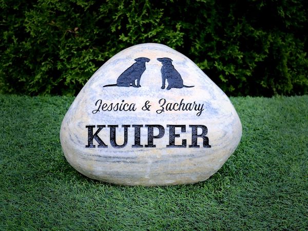 Engraved river rock for a wedding gift.