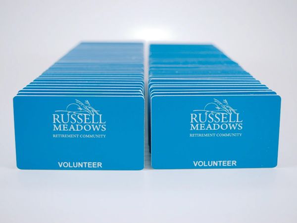 Plastic name badges for volunteers