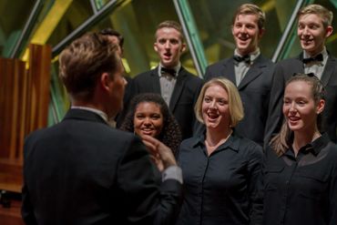MUCS (Melbourne University Choral Society) and their conductor Andrew Wailes