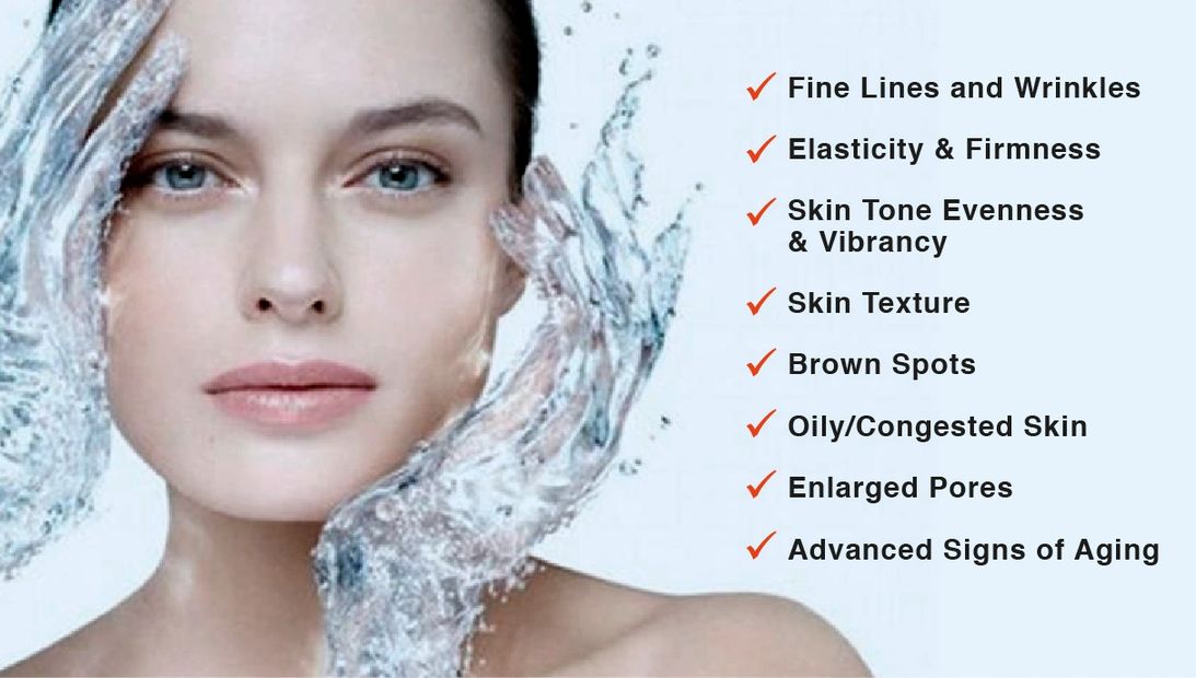 Hydrafacial Md reduce oily congested skin reduce enlarge pores improve skin elasticy and texture