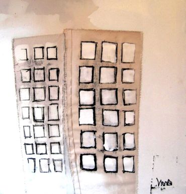 Abstract artist Germany, colourful abstract paintings created in oil sticks, spray paint and ink