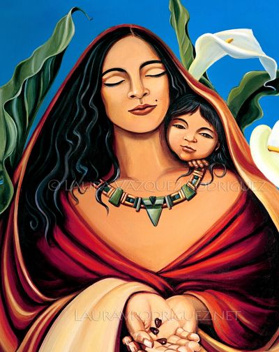 Seeds of Love,  Mother and Child Artwork by Laura Vazquez Rodriguez.