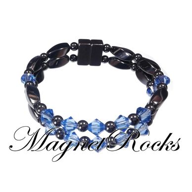 Unity Sapphire Bracelet features Magnetic Hematite, Sapphire Crystal by Swarovski.®