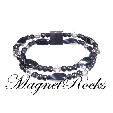 Bracelet features Magnetic Hematite, Light Amethyst Crystal by Swarovski ® & Magnetic Jewelry Clasp.