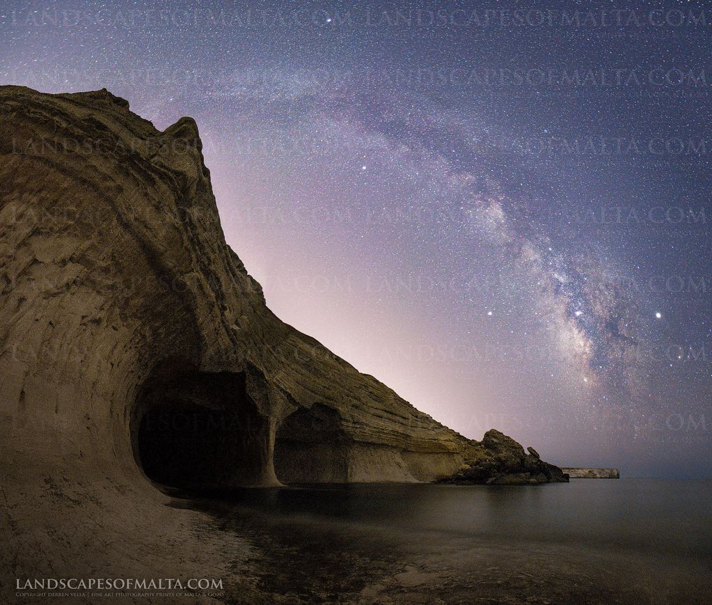 Starscapes of Malta by Derren Vella. Star Scapes of Malta milkyway over Marija Caves in Mgarr