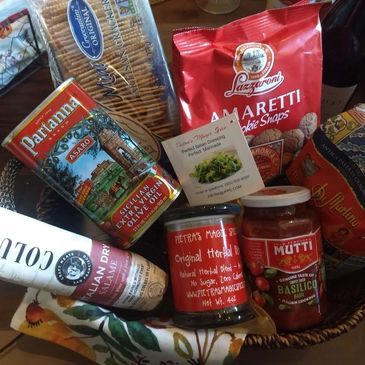 Gourmet basket filled with generous imported Italian food