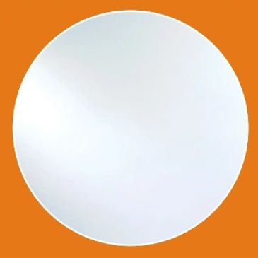 A plain round mirror with an orange background.